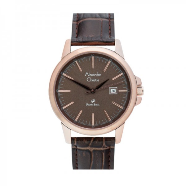 Alexandre Christie AC 1008 Rosegold Brown Man Leather MDLRGBO